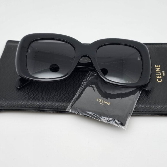Celine CL41433/S 807 Black Frame Grey Gradient Lens Oversized Sunglasses w/ Case - Picture 1 of 15